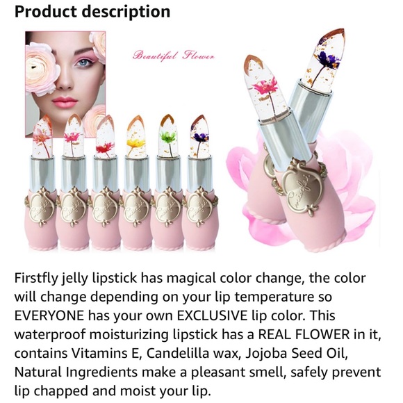 Temperature Color Crystal Flower Jelly Lipstick, Lip Gloss - Picture 4 of 6